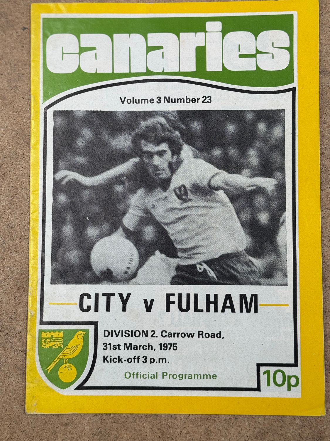 Norwich City v Fulham- 31/3/75
