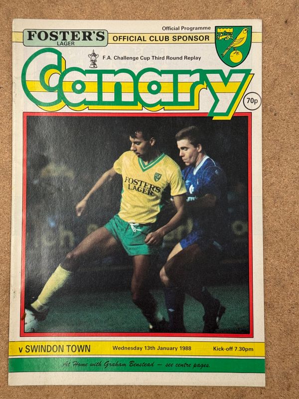 Norwich City v Swindon Town - 13/1/88