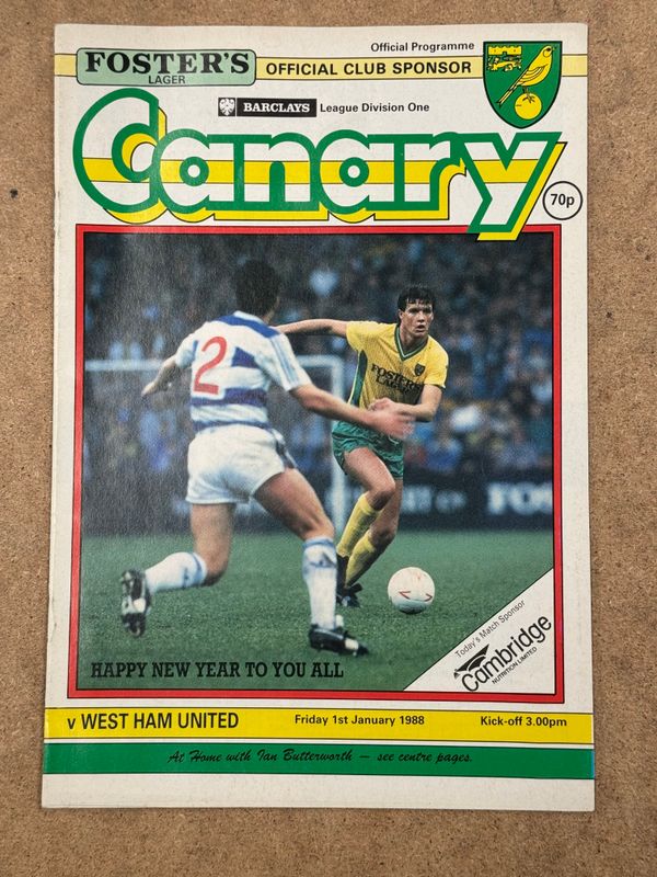 Norwich City v West Ham United - 1/1/88
