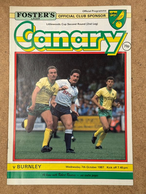 Norwich City v Burnley - 7/10/87