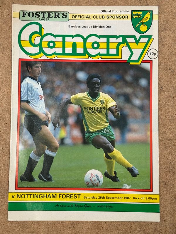Norwich City v Nottingham Forest - 26/9/87