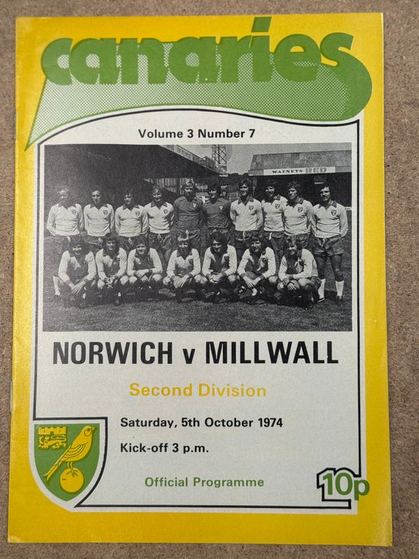 Norwich City v Millwall - 5/10/74