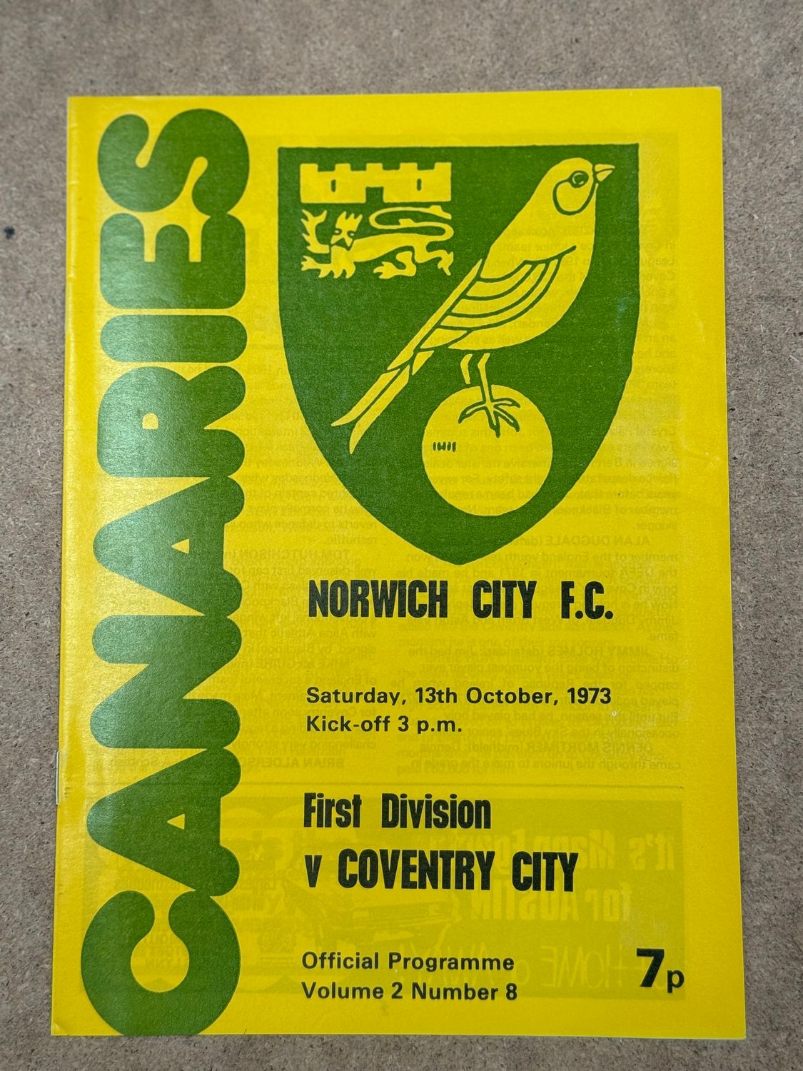 Norwich City v Coventry City - 13/10/73