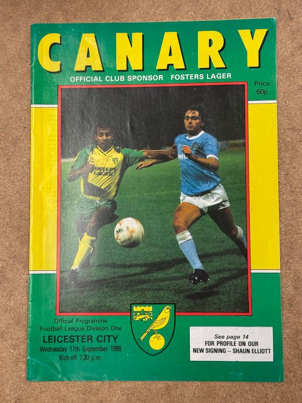 Norwich City v Leicester City - 17/9/86