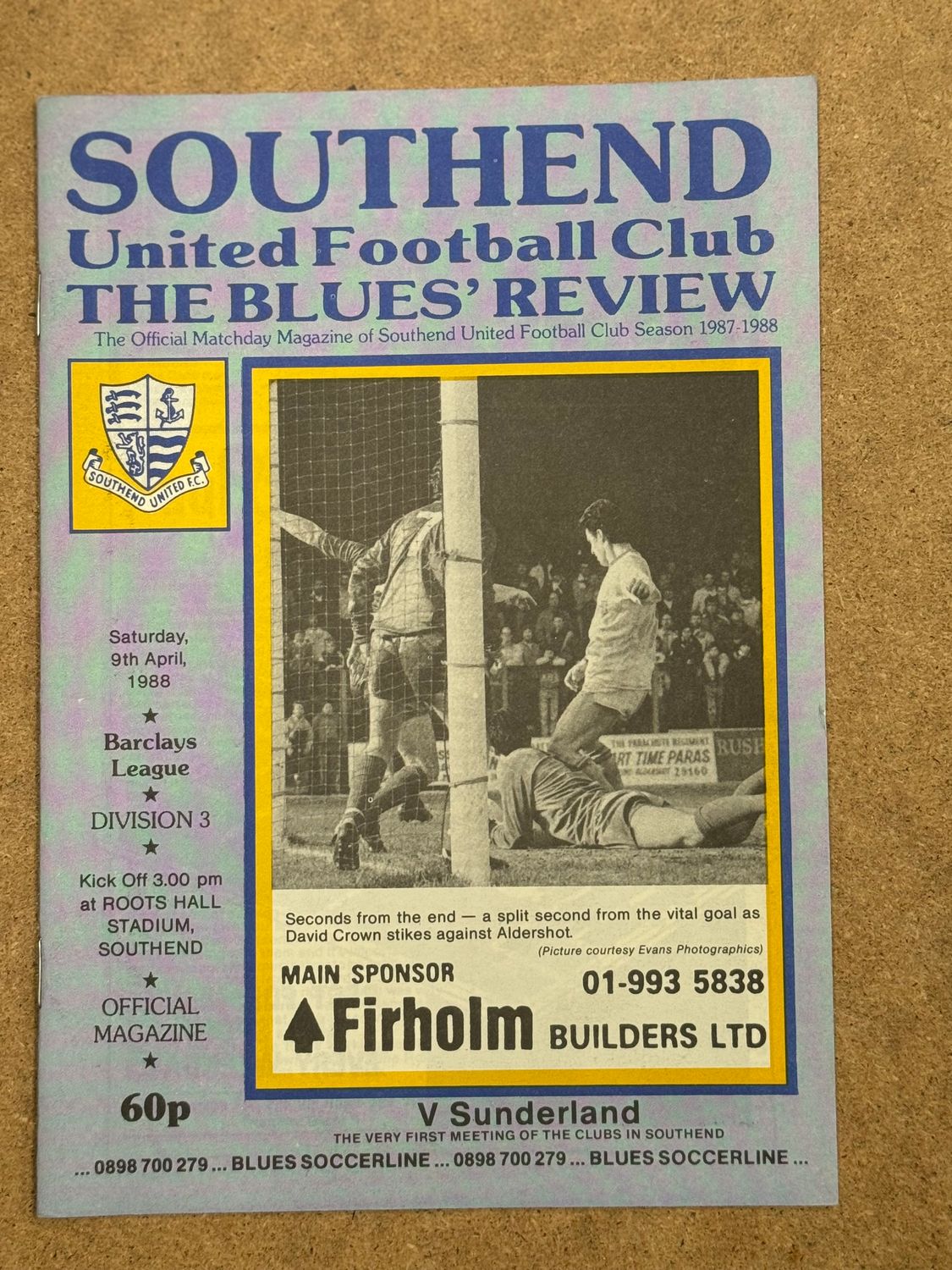Southend United v Sunderland  - 9/4/88
