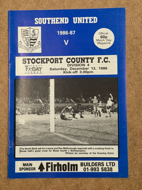 Southend United v Stockport County  - 13/12/86