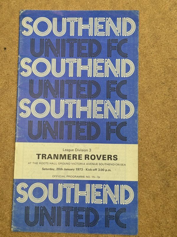 Southend United v Tranmere Rovers  - 20/1/73