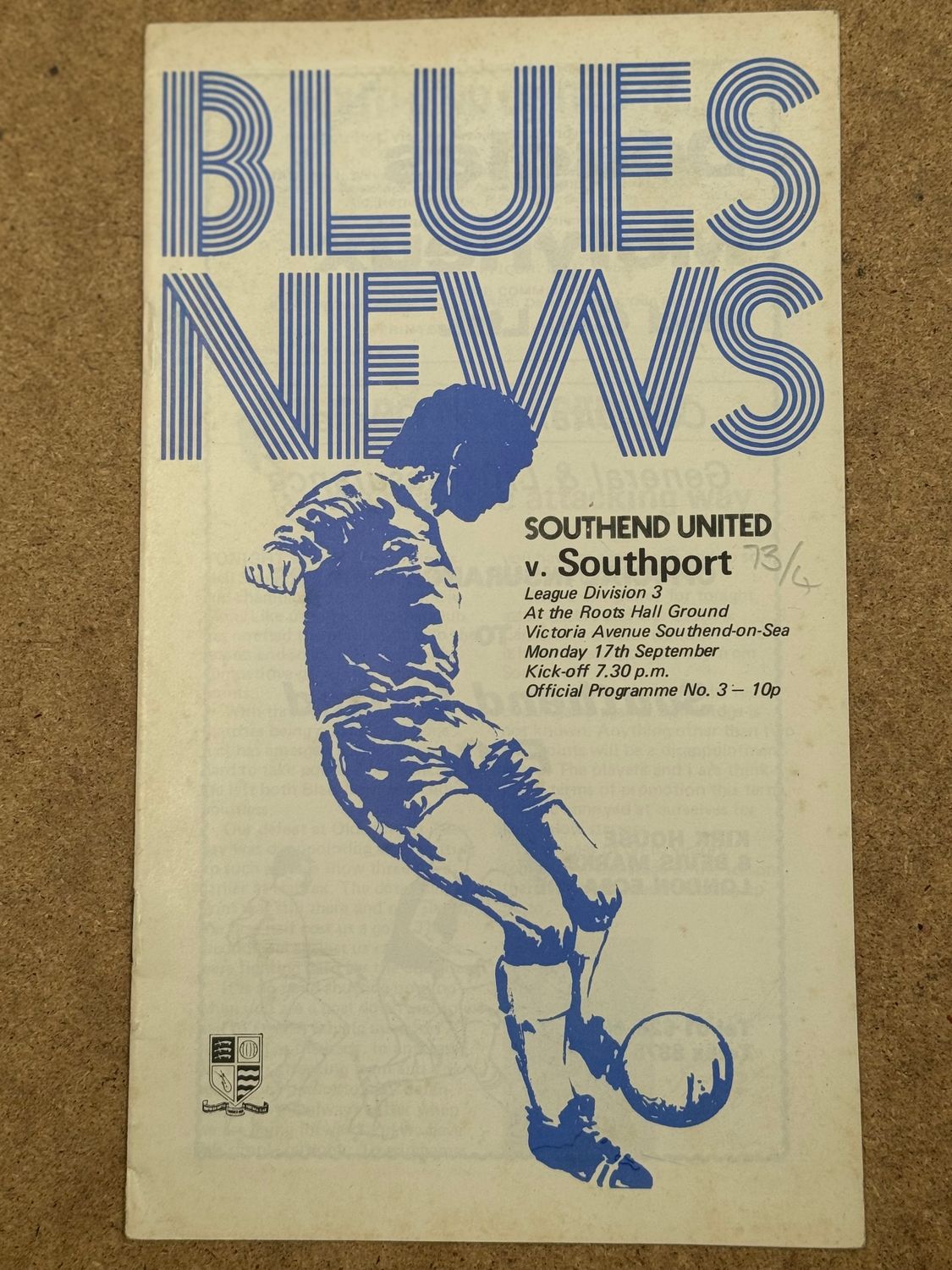 Southend United v Southport  - 17/9/73