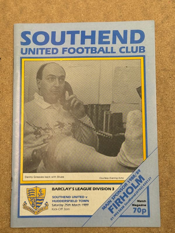 Southend United v Huddersfield Town - 25/3/89