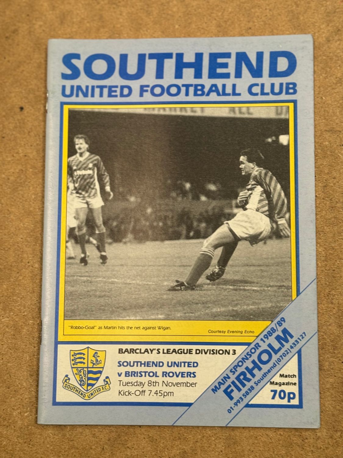 Southend United v Bristol Rovers - 8/11/88