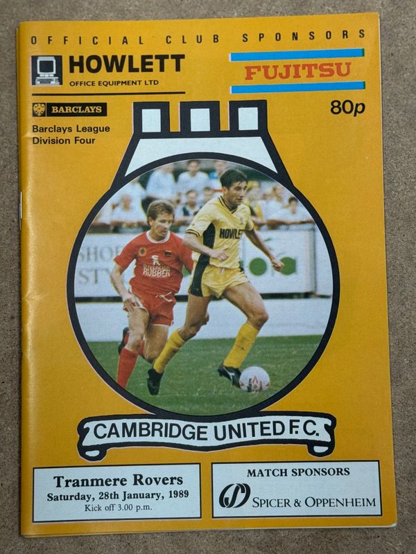 Cambridge United v Tranmere Rovers  - 28/1/89
