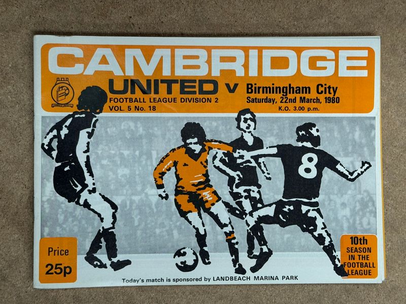 Cambridge United v Birmingham City  - 22/3/80