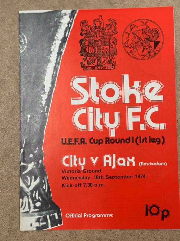 Stoke City v  Ajax - 18/9/74