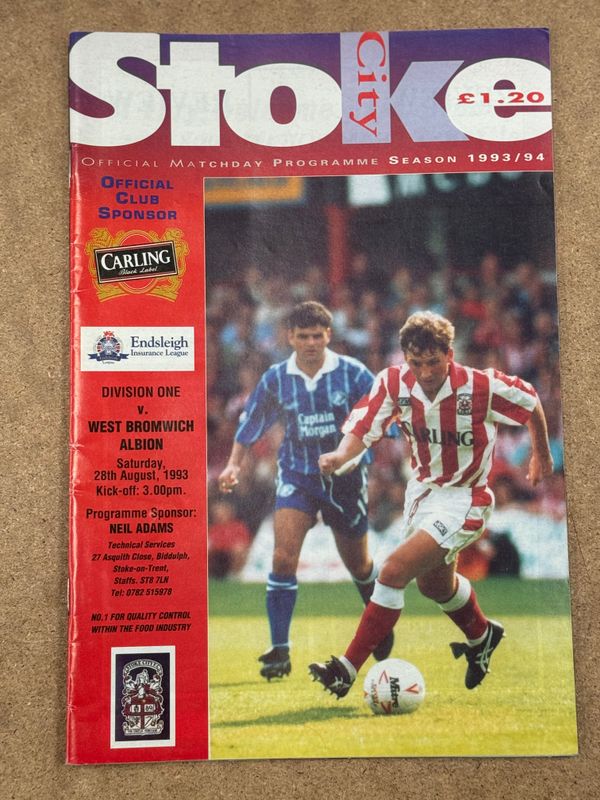 Stoke City v  WBA - 28/8/93
