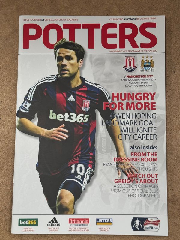 Stoke City v  Manchester City- 26/1/13