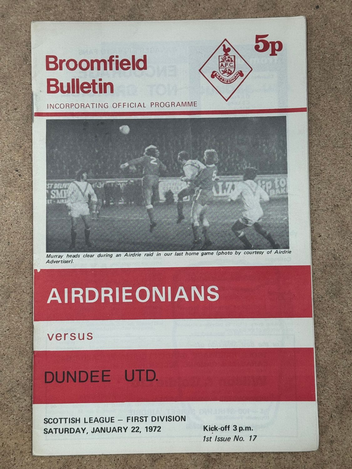 Airdrie v  Dundee United - 22/1/72