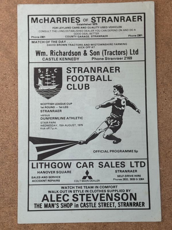 Stranraer v Dunfermline - 15/8/79