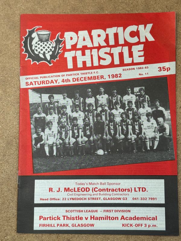 Partick Thistle v Hamilton - 4/12/82