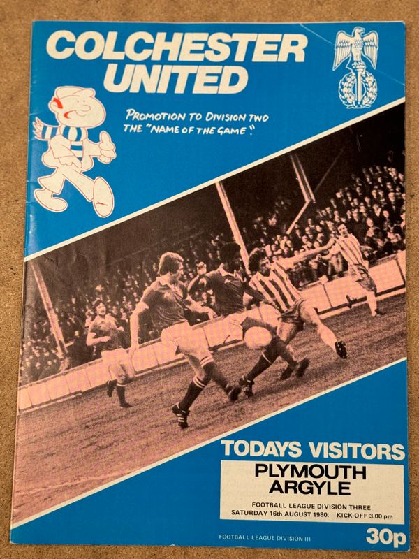 Colchester United v Plymouth Argyle - 16/8/80