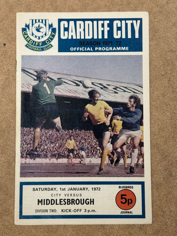 Cardiff City v Middlesbrough - 1/1/72