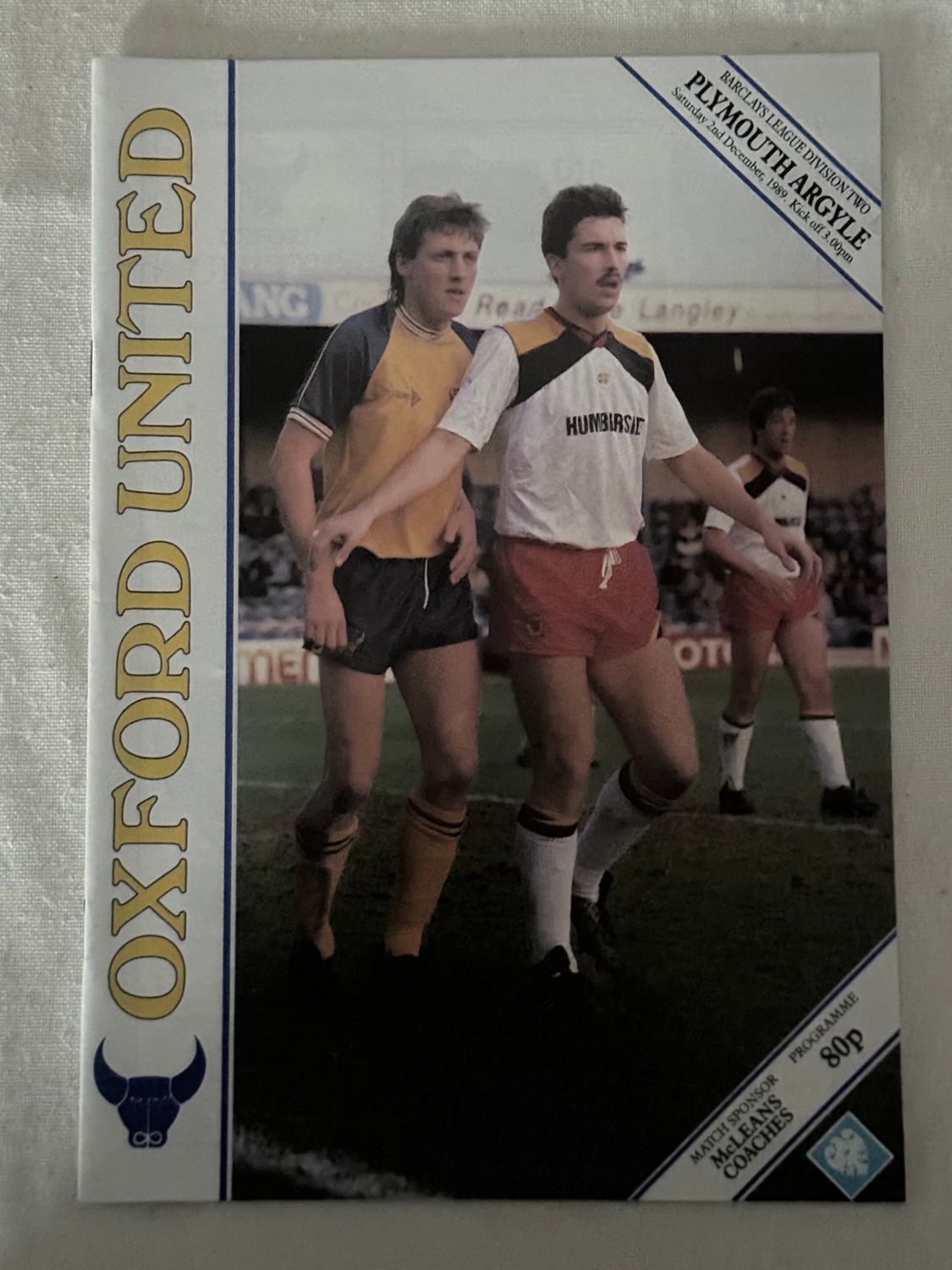 Oxford United v Plymouth Argyle - 2/12/89