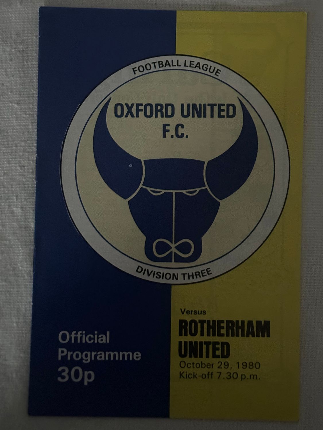 Oxford United v Rotherham United - 29/10/80