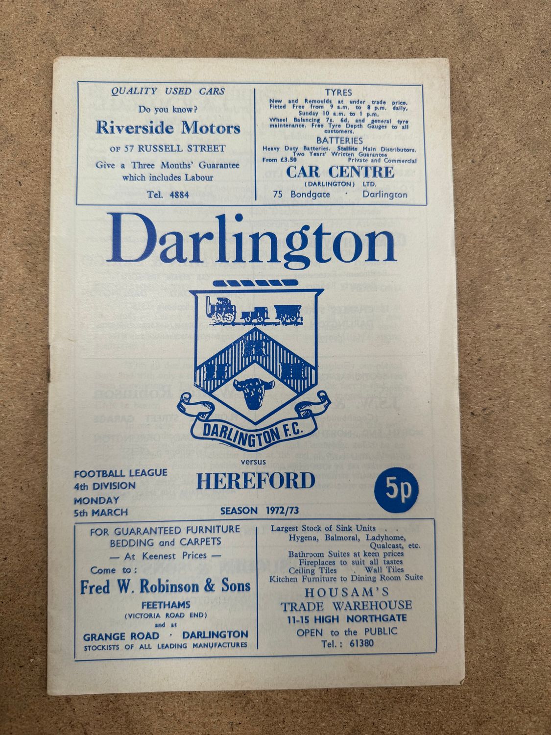 Darlington v Hereford United - 5/3/73