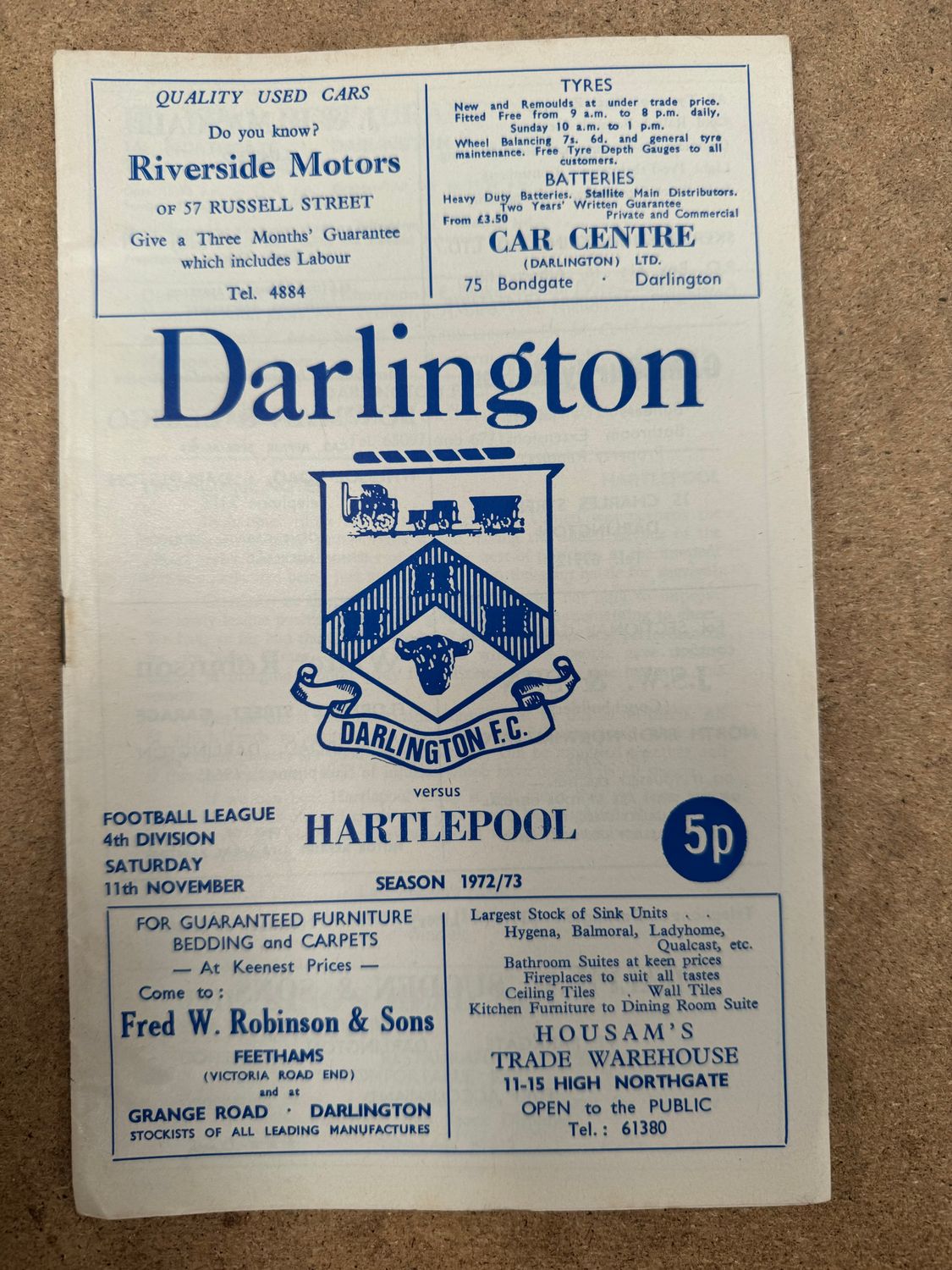 Darlington v Hartlepool - 11/11/72