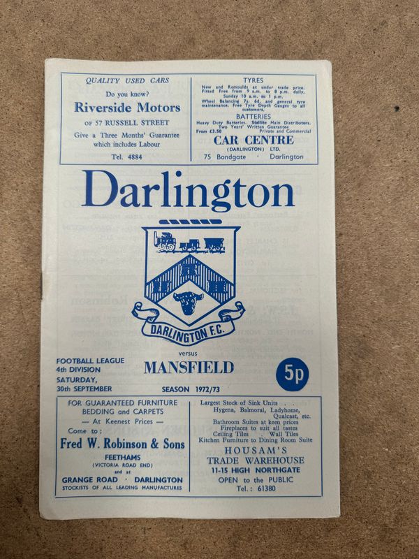 Darlington v Mansfield Town - 30/9/72