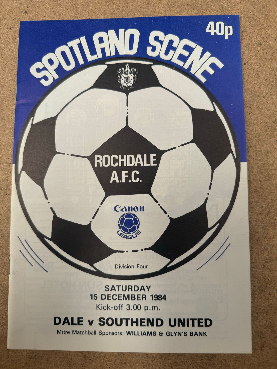 Rochdale v Southend United - 15/12/84