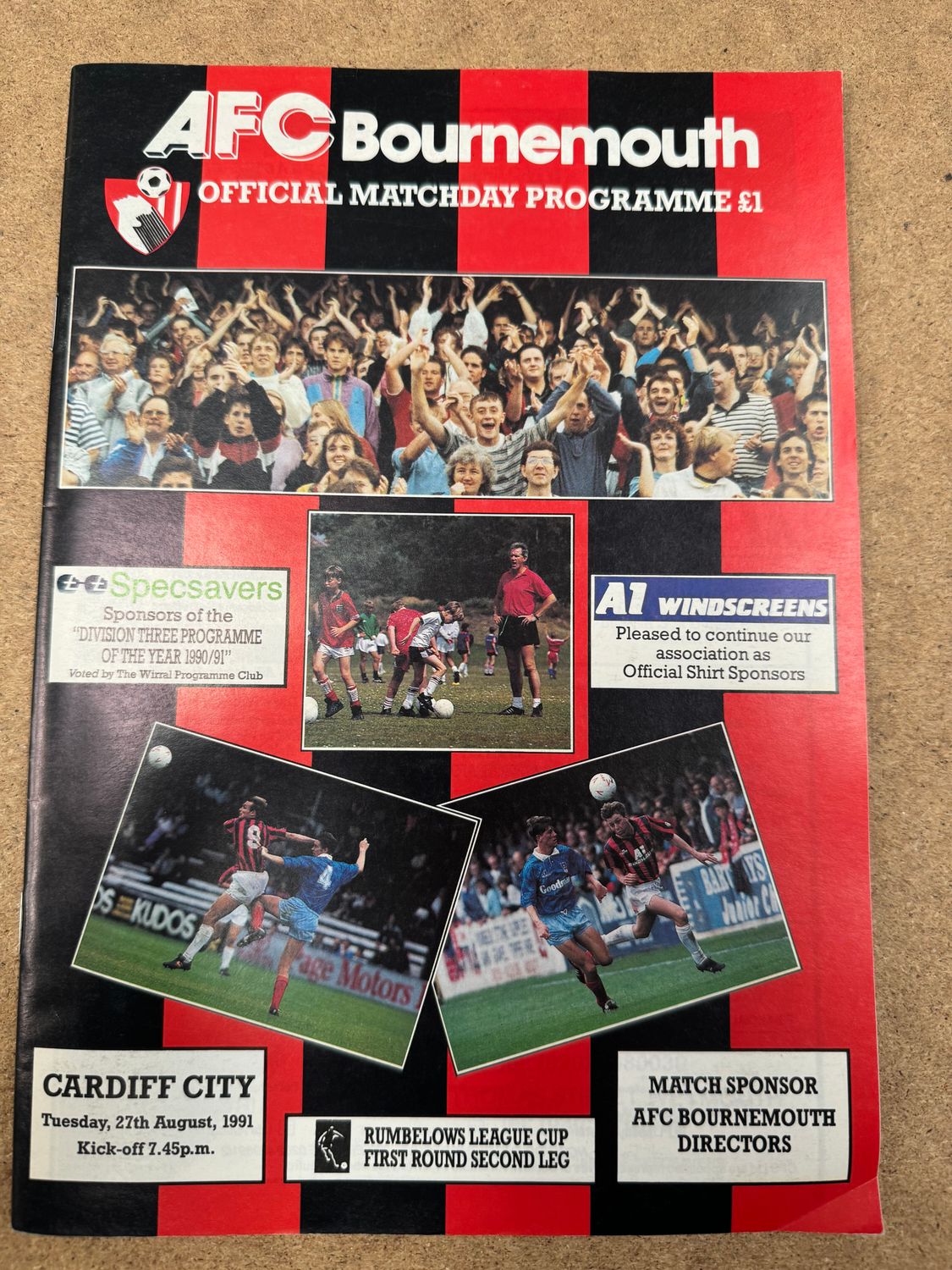 Bournemouth v Cardiff City - 27/8/91