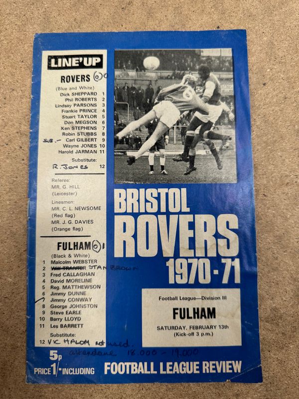 Bristol Rovers v Fulham - 13/2/71