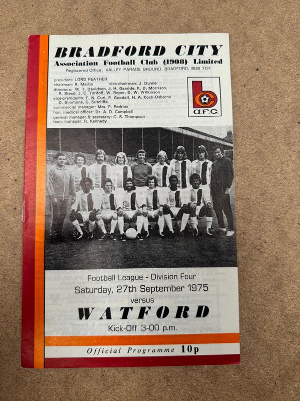 Bradford City v Watford - 27/9/75