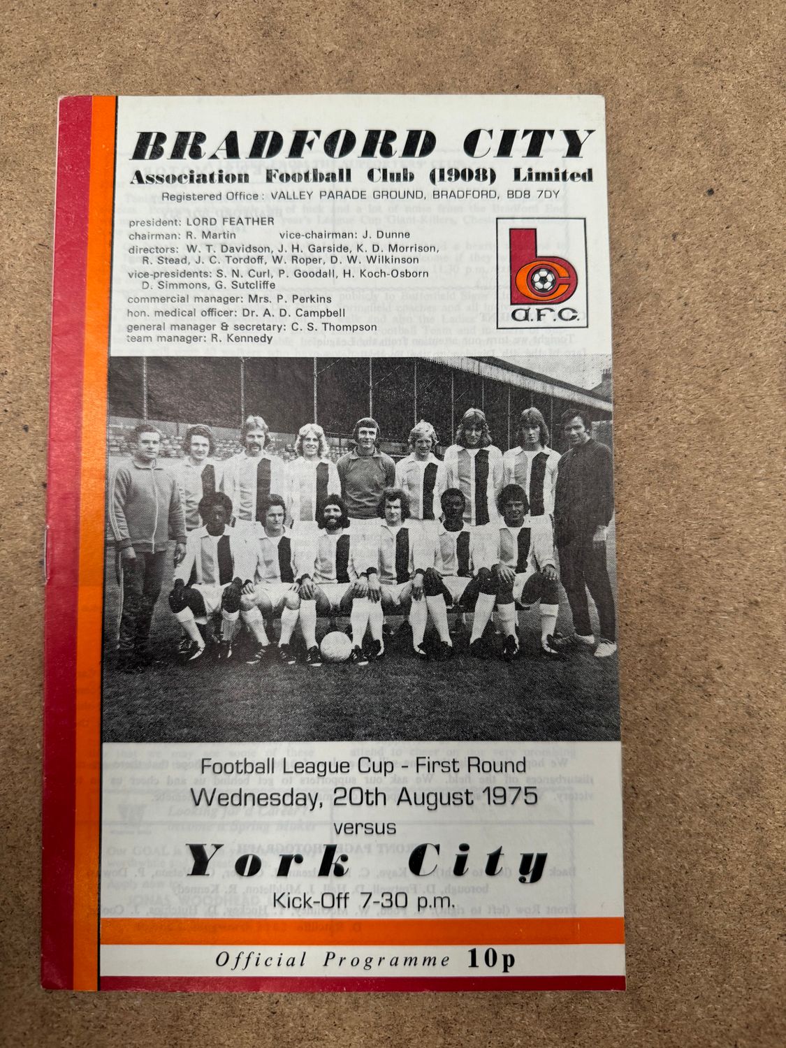Bradford City v York City - 20/8/75