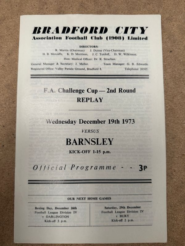 Bradford City v Barnsley - 19/12/73