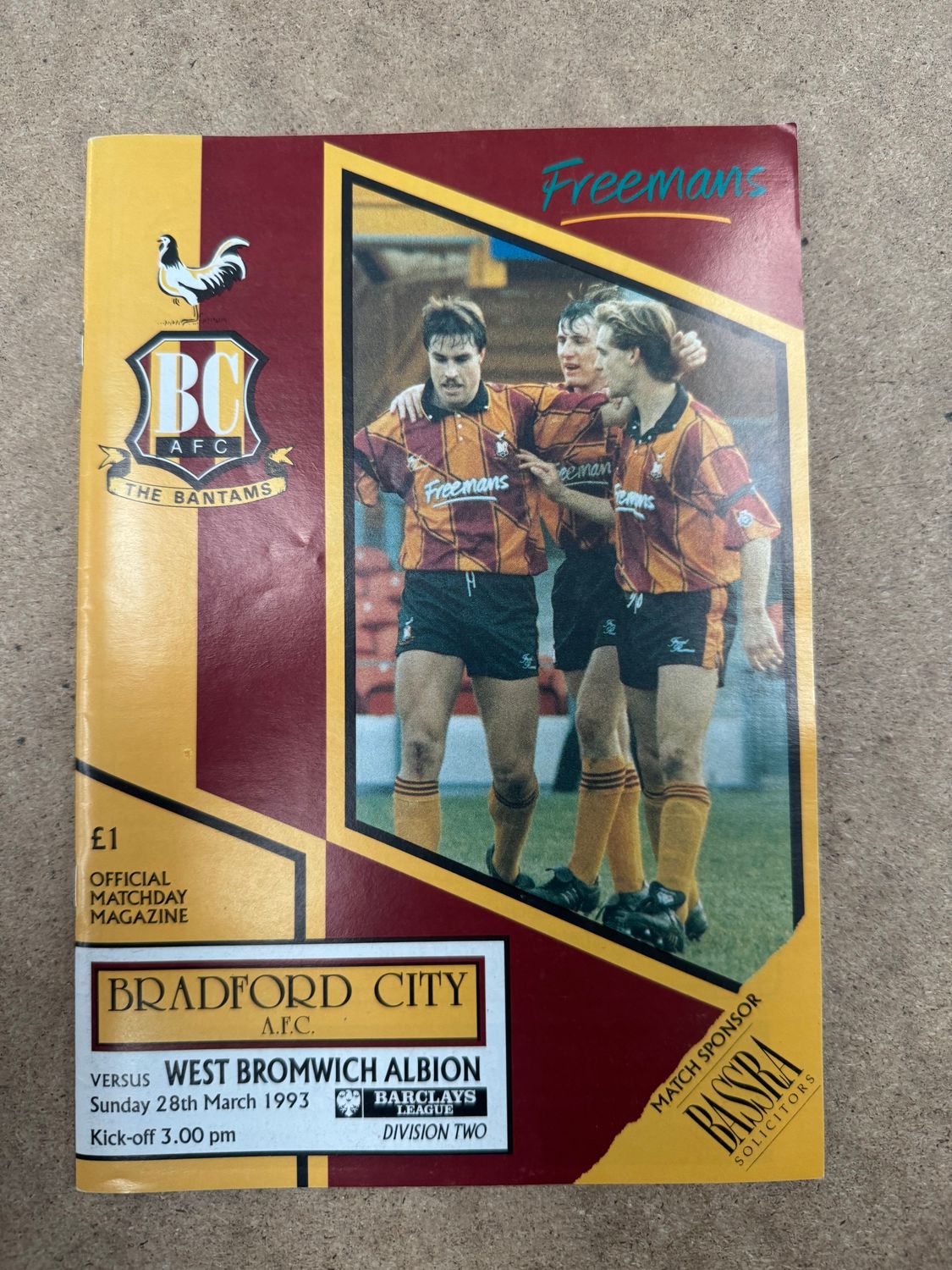 Bradford City v WBA - 28/3/93