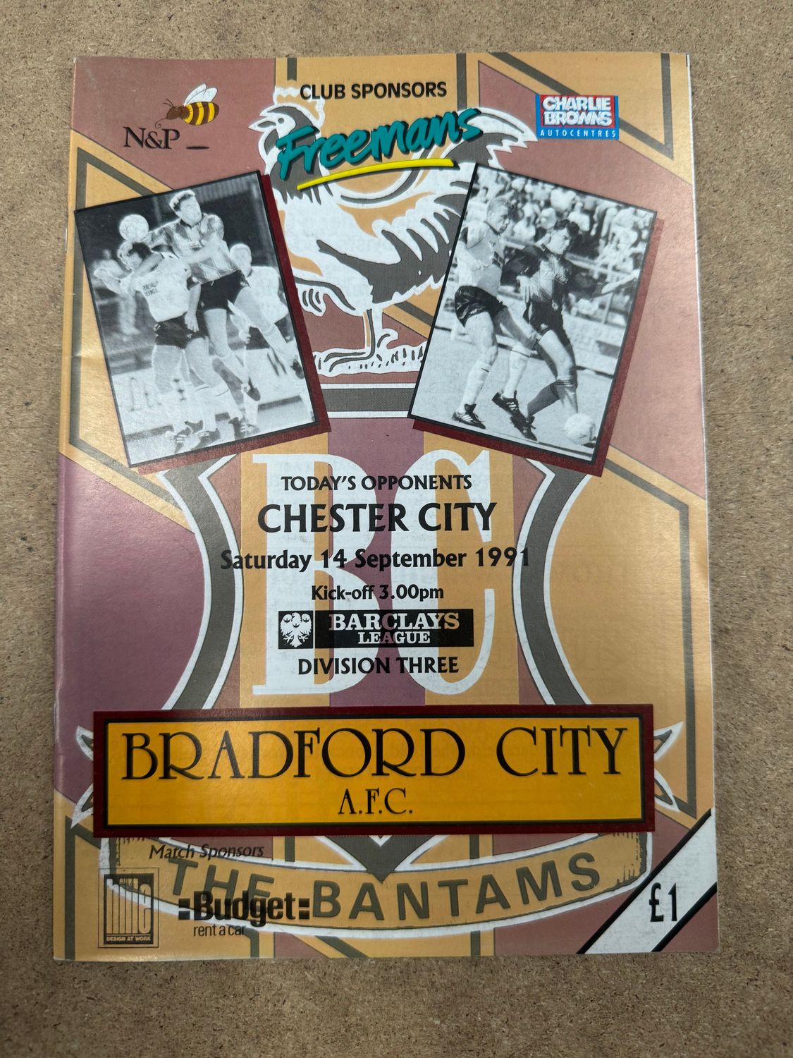 Bradford City v Chester City - 14/9/91