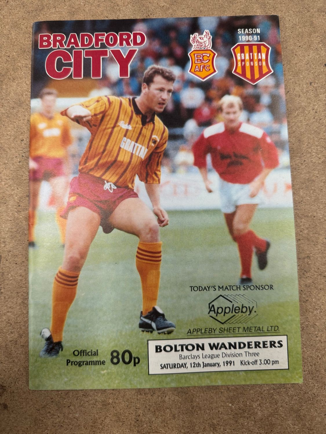 Bradford City v Bolton Wanderers - 12/1/91