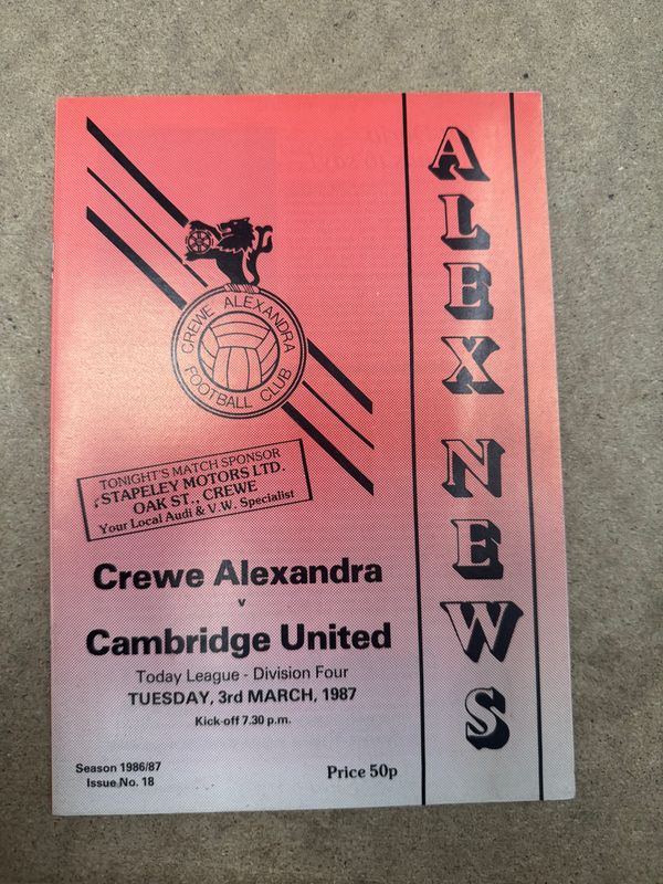 Crewe Alexandra v Cambridge United - 3/3/87
