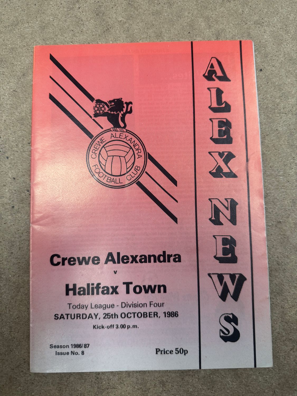 Crewe Alexandra v Halifax Town - 25/10/86
