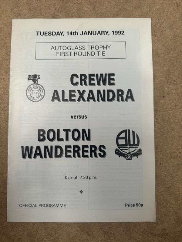 Crewe Alexandra v Bolton Wanderers - 14/1/92