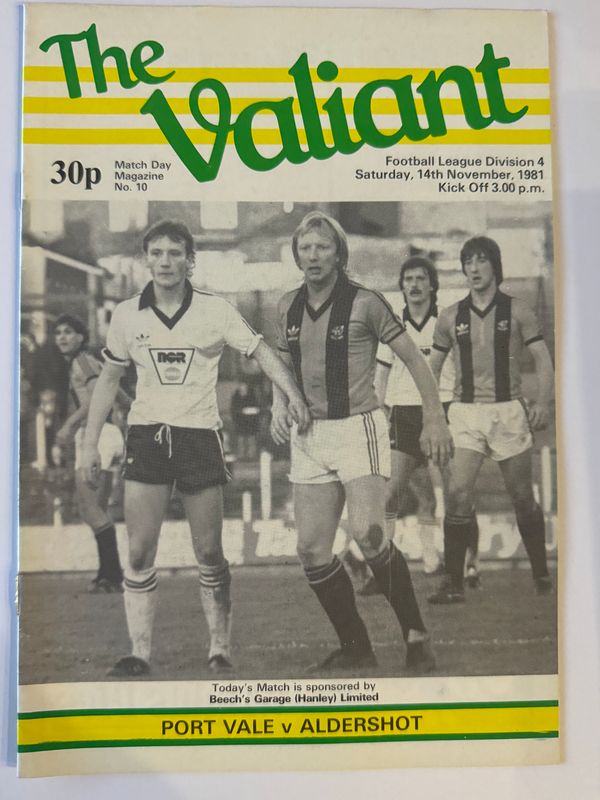 Port Vale v Aldershot - 14/11/81