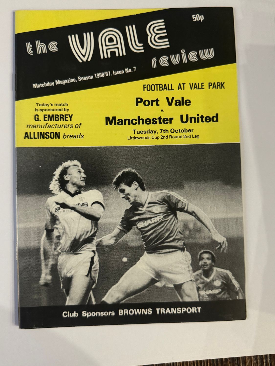 Port Vale v Manchester United - 7/10/86