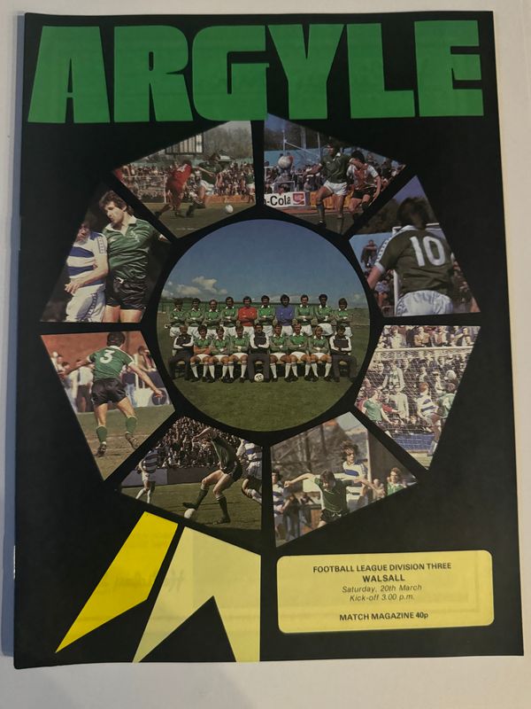 Plymouth Argyle v Walsall - 20/3/82
