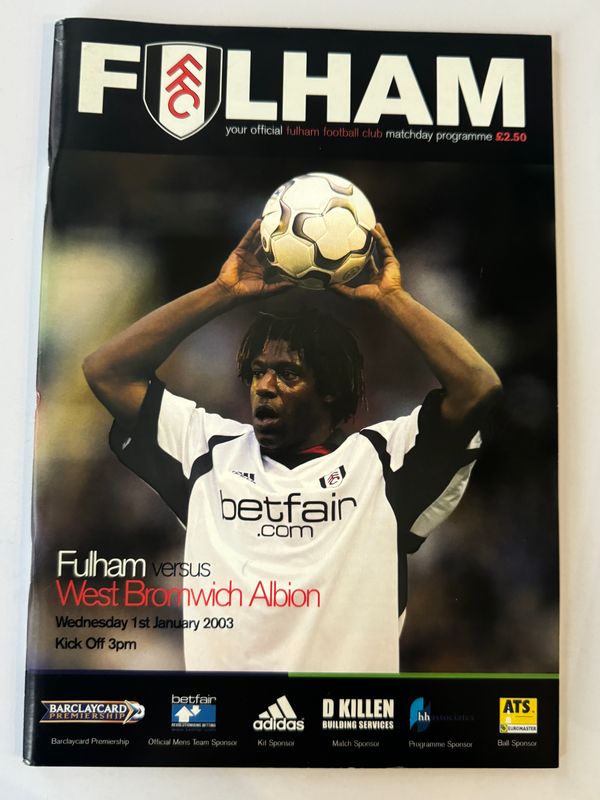 Fulham v WBA - 1/1/03