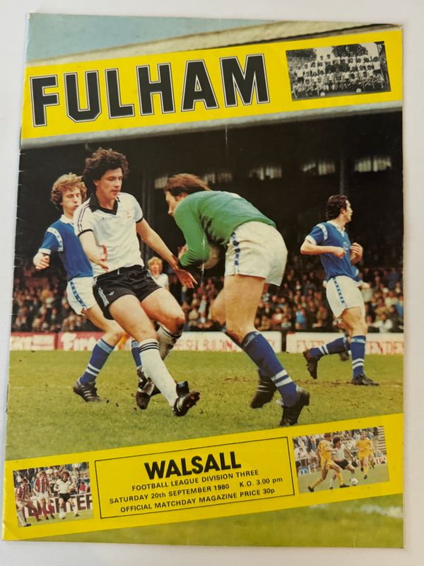 Fulham v Walsall - 20/9/80