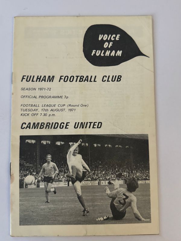 Fulham v Cambridge United - 17/8/71