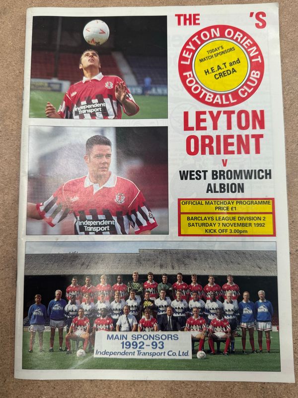 Leyton Orient v WBA - 7/11/92