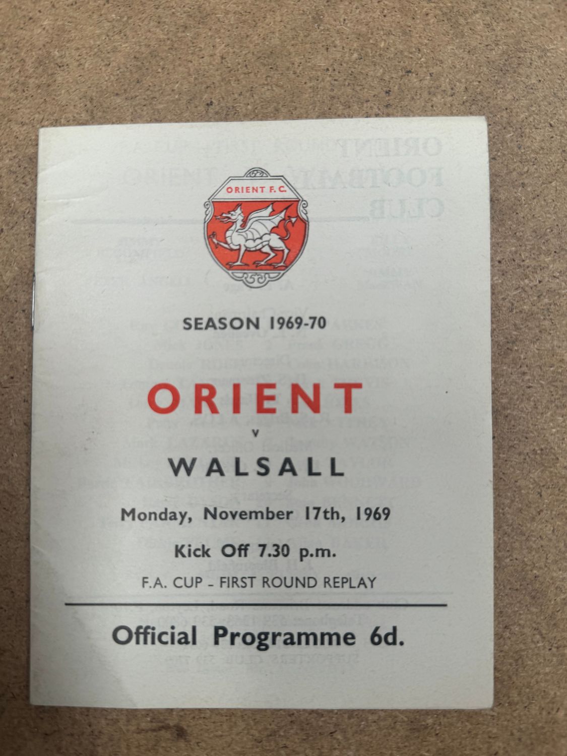 Leyton Orient v Walsall - 17/11/69