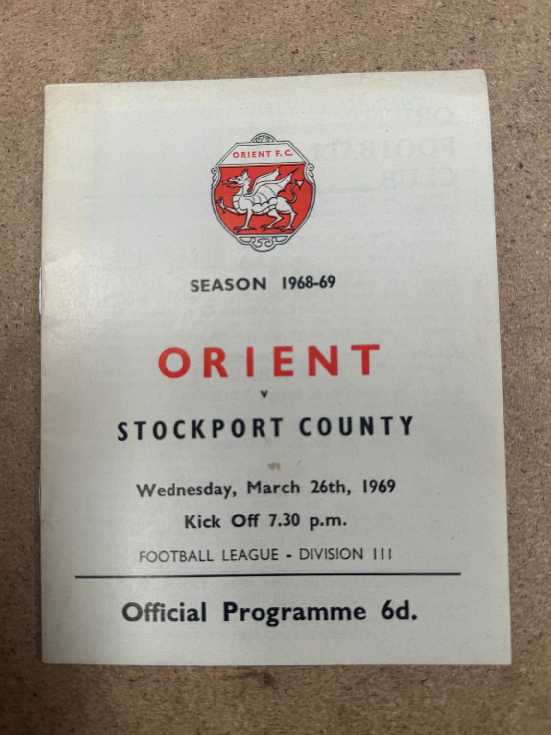 Leyton Orient v Stockport County - 26/3/69